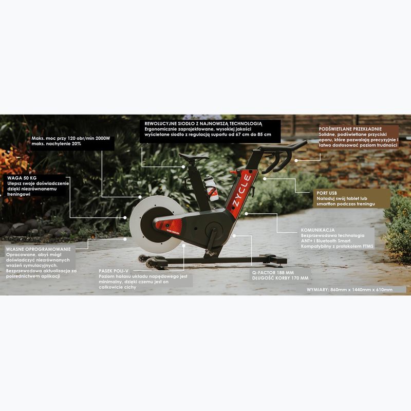 Professzionális szobakerékpár ZYCLE Smart Zbike 2 fekete/piros 5
