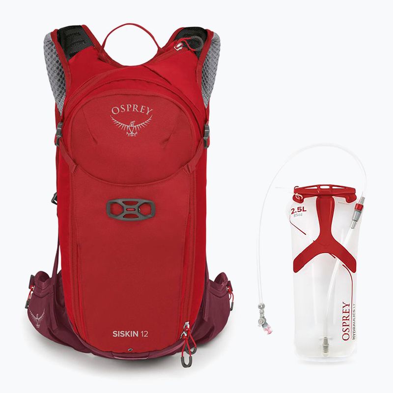 Férfi kerékpáros hátizsák Osprey Siskin 12 l z Ivózsákiem 2,5 l ultimate red
