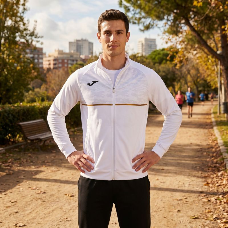Férfi Joma Record III Full Zip futópulóver fehér 6