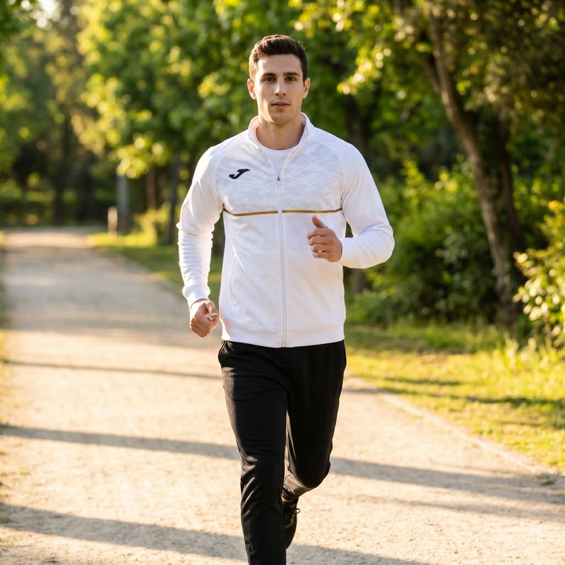 Férfi Joma Record III Full Zip futópulóver fehér 8