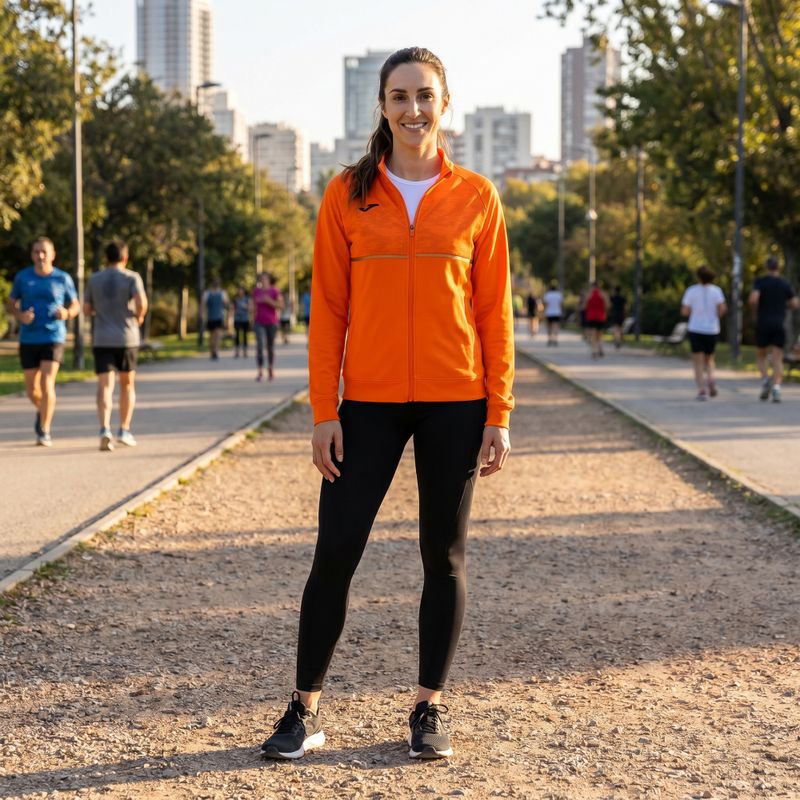 Női Joma Record III Full Zip futópulóver narancs színben 5