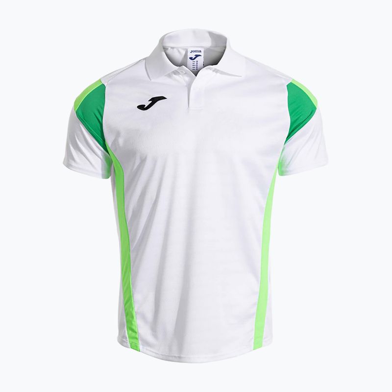 Férfi teniszpóló Joma Montreal fehér/fluor zöld