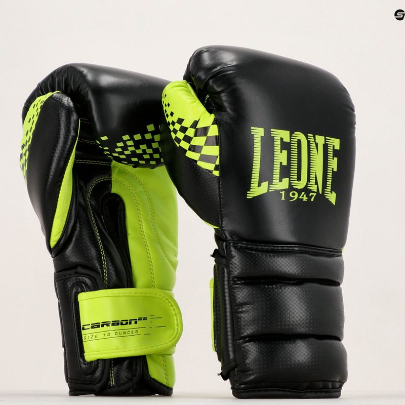 Leone Carbon22 fekete-zöld bokszkesztyűk GN222 15
