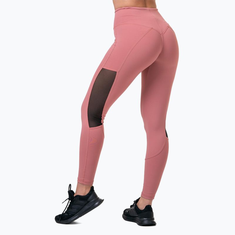 Női edzés leggings NEBBIA Mesh High-Waist régi rózsa 2