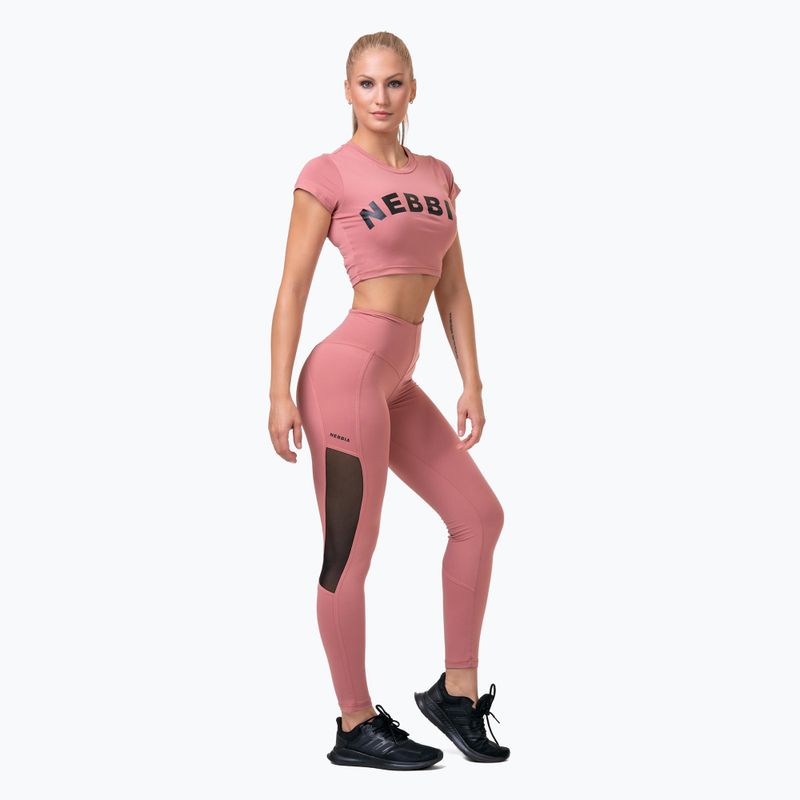 Női edzés leggings NEBBIA Mesh High-Waist régi rózsa 6