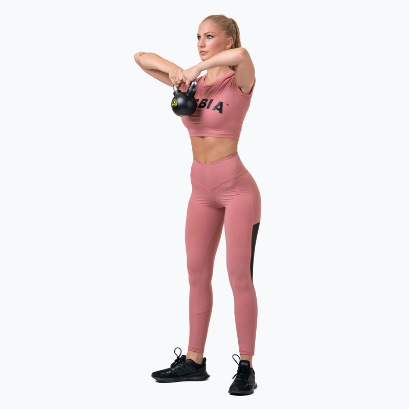 Női edzés leggings NEBBIA Mesh High-Waist régi rózsa 8