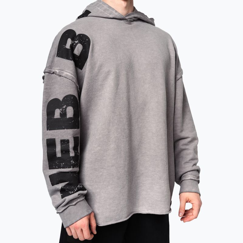 Férfi edző pulóver NEBBIA Washed-Off Hoodie NO BS világosszürke 4