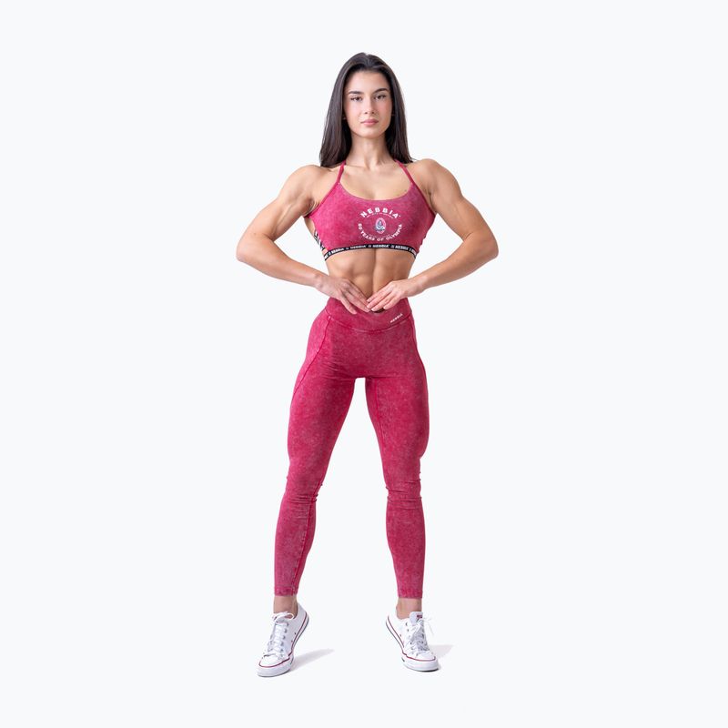 Női edző leggings NEBBIA mosott magas derekú Legacy piros 2
