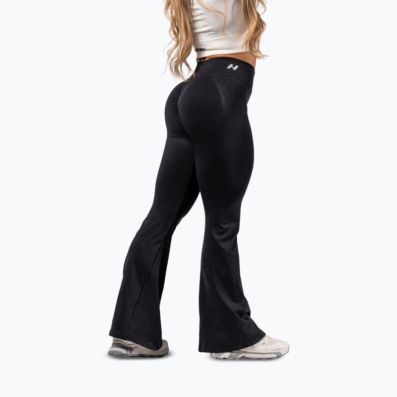 Női edzőleggingsek NEBBIA Flow Seamless High Waist Sculpting Flared Black 3
