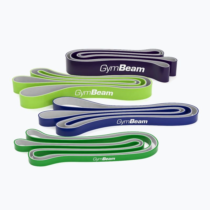 Ellenállás gumiszalag készlet GymBeam DuoBand 4 pack black/lime/navy/green