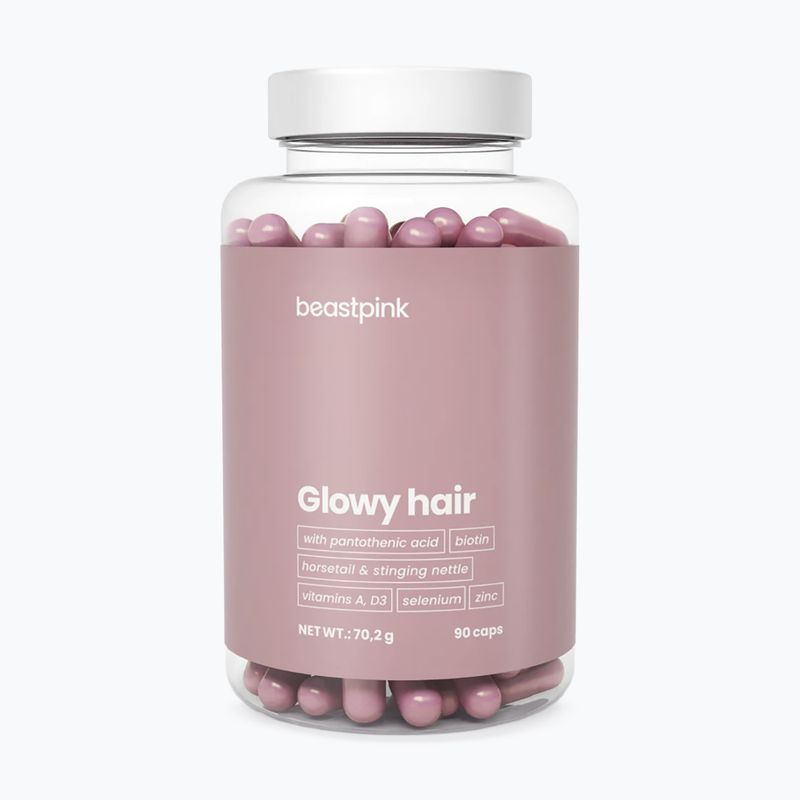 GymBeam Glowy Hair étrend-kiegészítő - BeastPink 90 kapszula