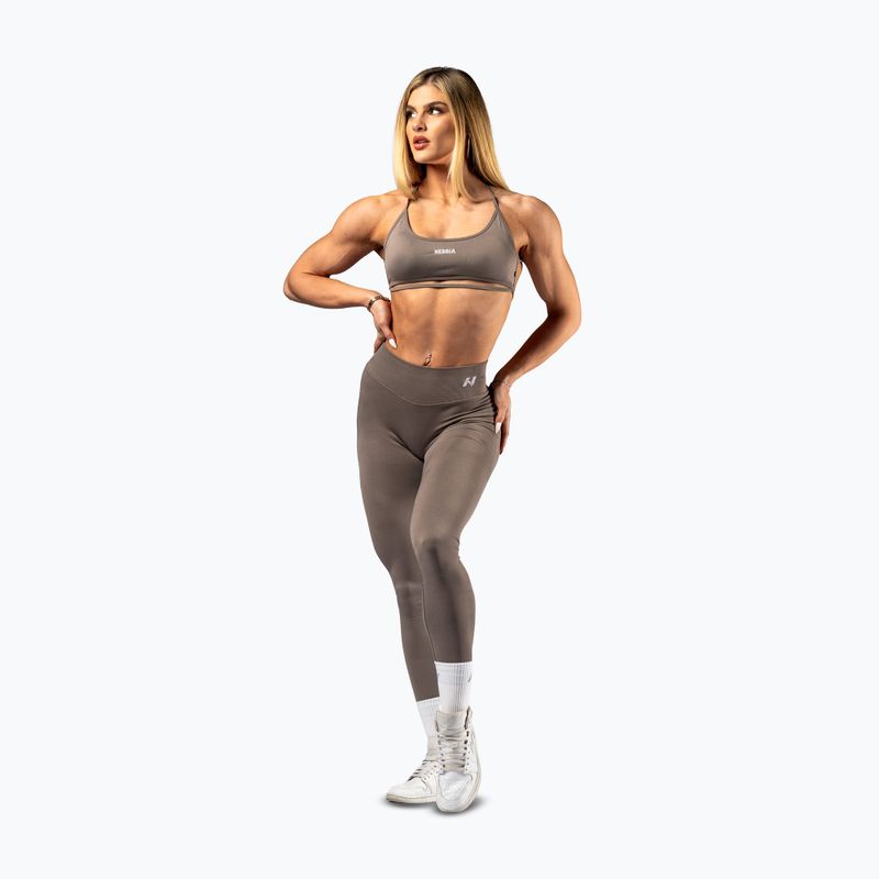 Női edzőleggings NEBBIA Power világosbarna hamu 2