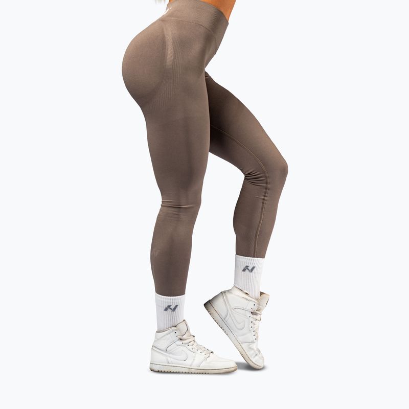 Női edzőleggings NEBBIA Power világosbarna hamu 4
