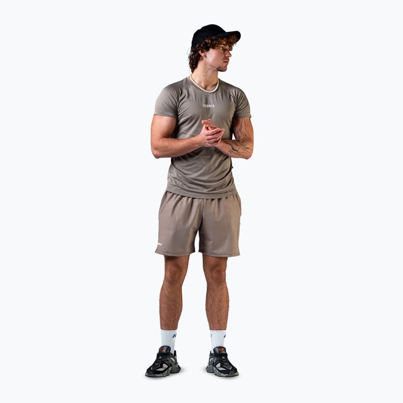 Férfi edző póló NEBBIA Power light brown ash 2