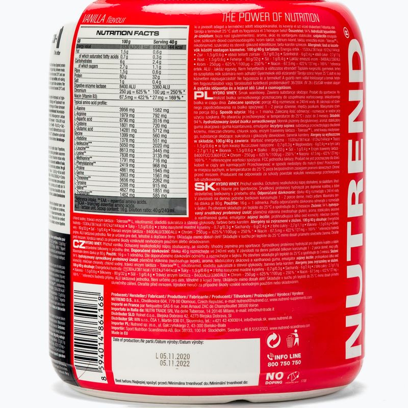 Tejsavó Nutrend Hydro 800g vanília VS-074-800-VA 3