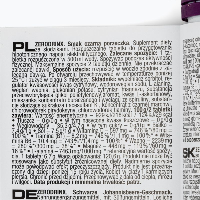 Nutrend hipotóniás ital Zero Drinx 18 tabletta ribizli VR-016-18-ČR 2