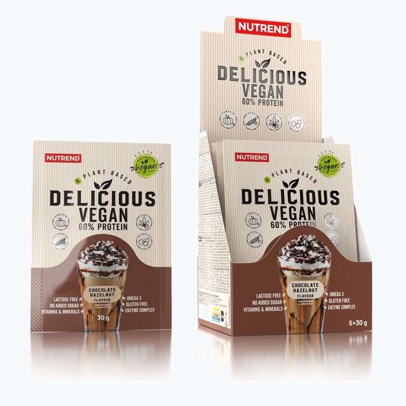 Nutrend Delicious Vegan Protein Shake 5X30g csokoládé-mogyoró VS-105-150-ČLO