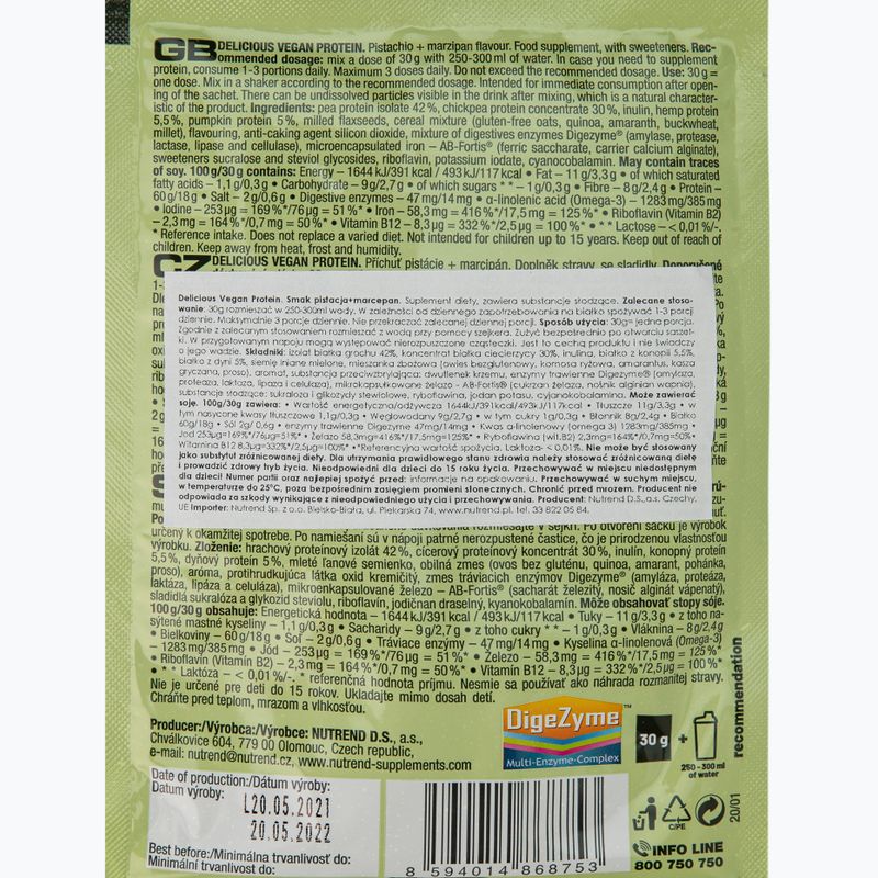 Protein shake Nutrend Delicious Vegan Protein 5X30g pisztácia-marcipán VS-105-150-PIMC 2