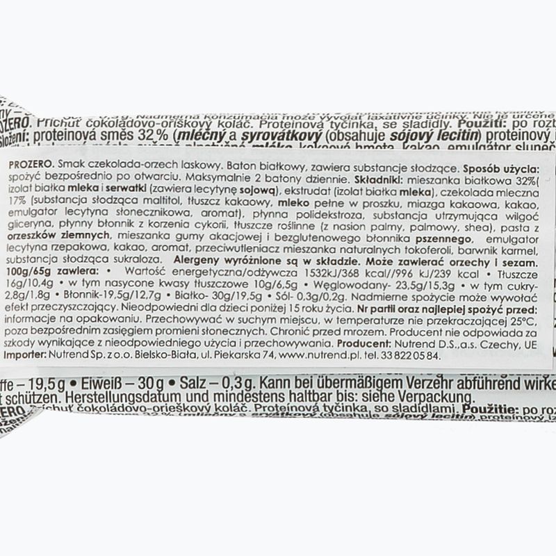 Nutrend Prozero 65g fehérjeszelet csokoládé-dió VM-060-65-ČOO 2
