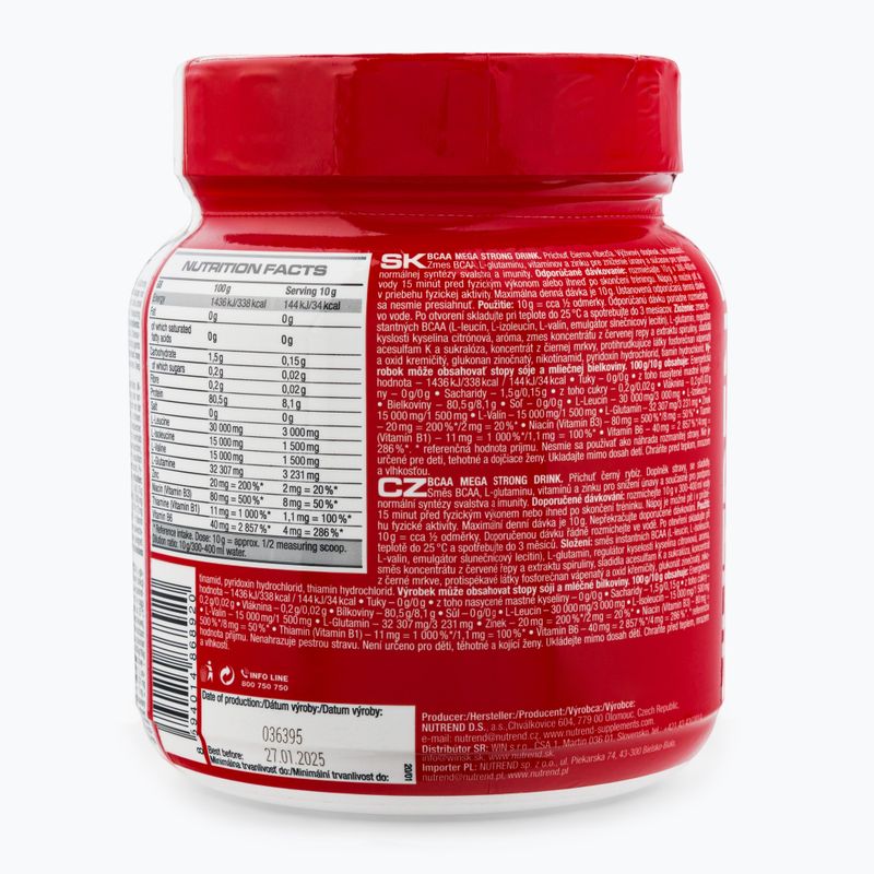 BCAA Mega Strong Nutrend aminosavak 400g feketeribizli VS-106-400-ČR 3
