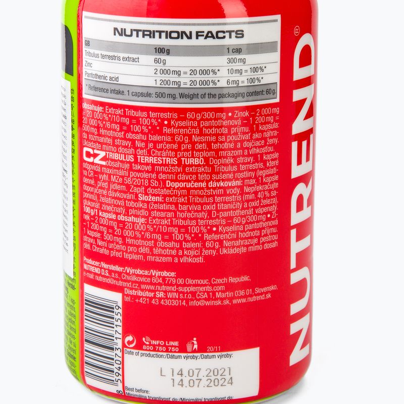 Tribulus Terrestris Turbo Nutrend tesztoszteron booster 120 kapszula VR-046-120-xx 3
