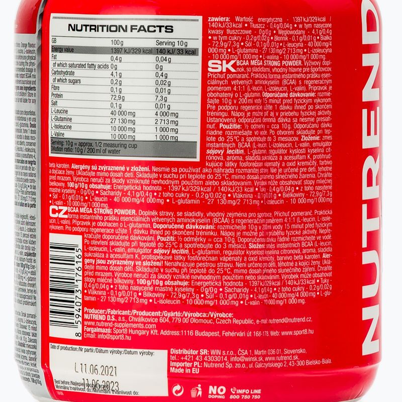 Bcaa Nutrend Mega Strong por 500G narancssárga VS-045-500-PO 3