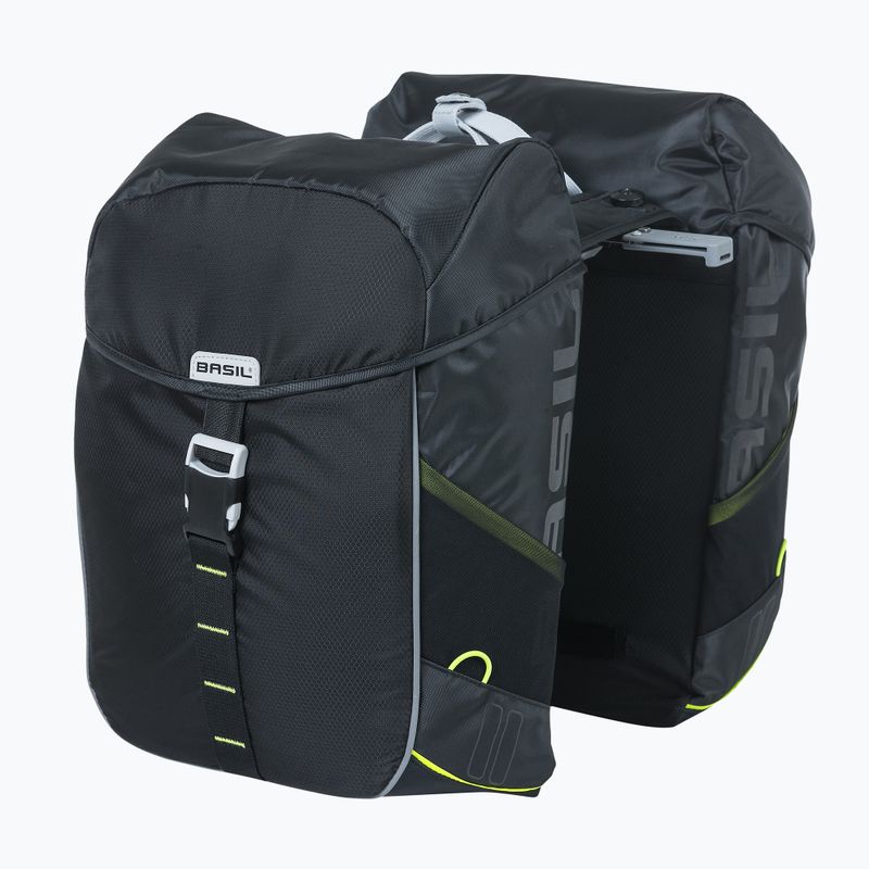 Basil Miles Double Bag 32 l fekete/lime kerékpáros csomagtartó