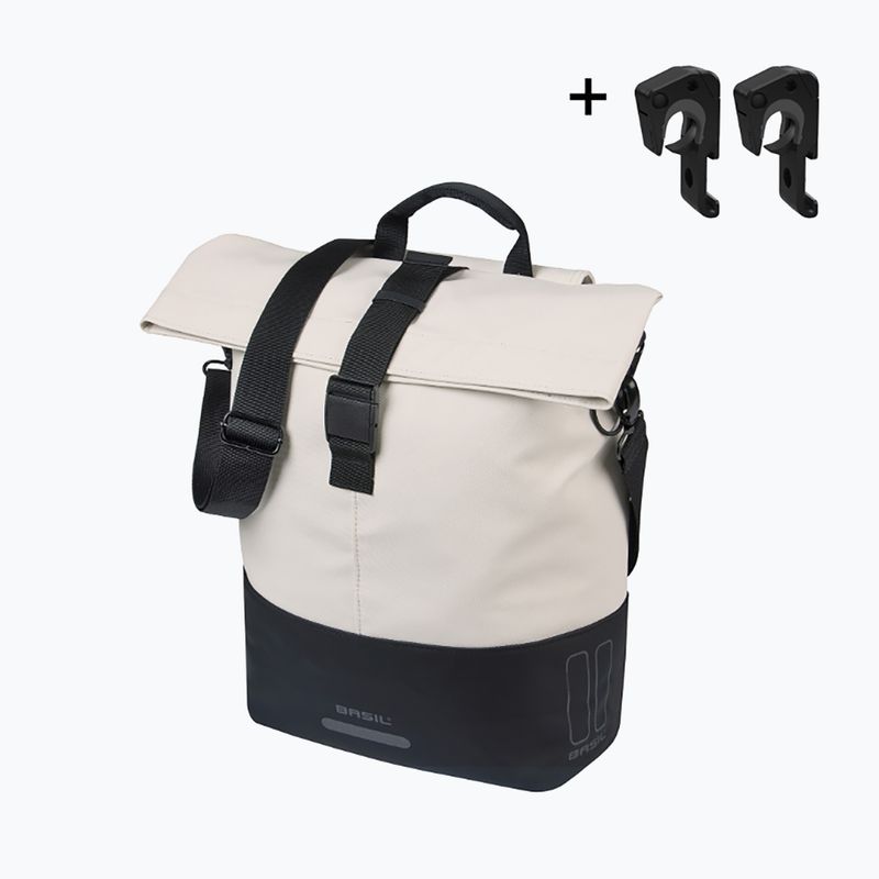 Kerékpáros táska Basil Cove Shopper MIK Hooks 16 l off white/black 2