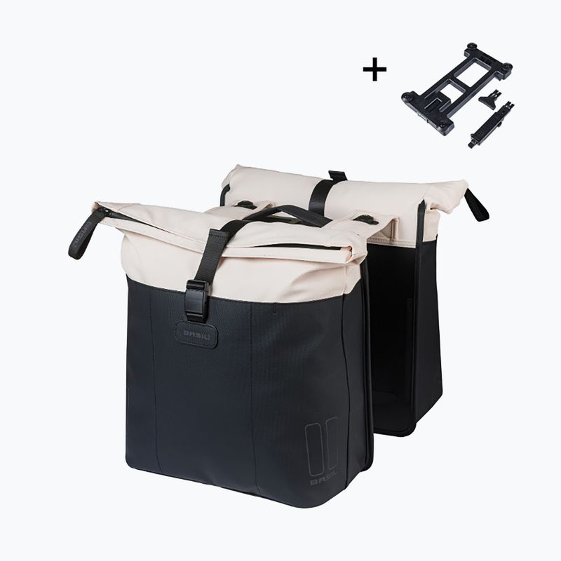 Kerékpártáska Basil Vive Double Pannier Bag MIK 35 l off white/black 2