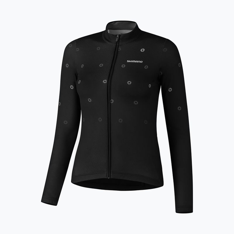 Női kerékpáros pulóver Shimano Kaede Nyomtatott Jersey LS fekete PCWWJSPWWUE12WL0114