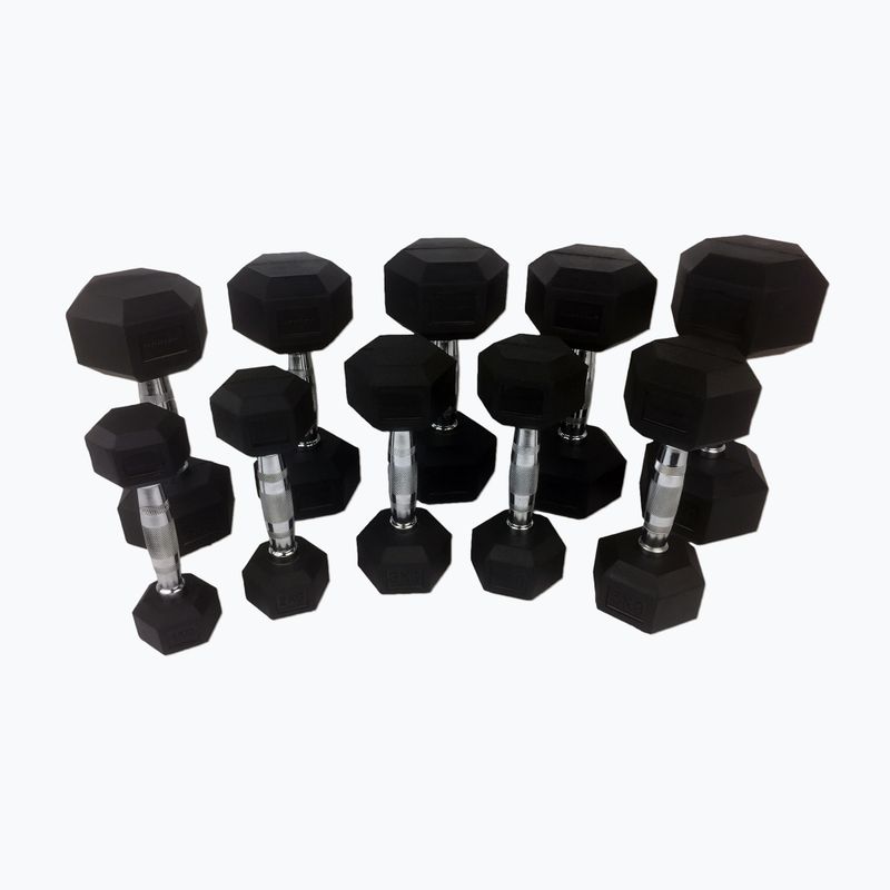 Súlyzószett Tunturi Rubber Dumbbellset 1-10 kg black