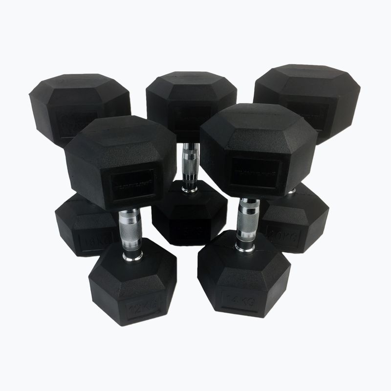 Súlyzószett Tunturi Rubber Dumbbellset 12-20 kg black