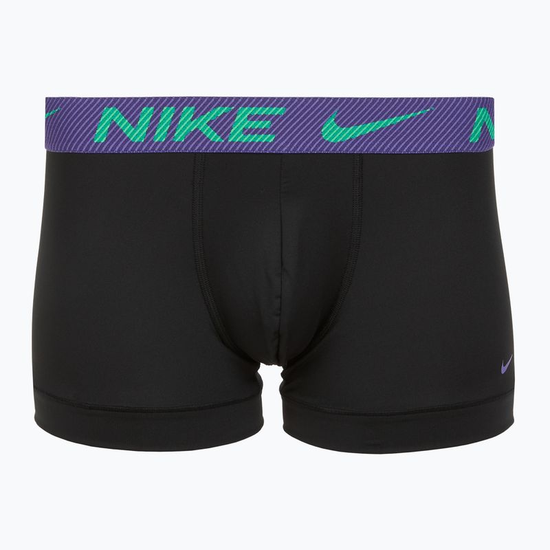 Férfi boxeralsó Nike Dri-Fit Essential Micro Trunk 3 pár fekete zöld sokk/vadlila/fekete szöveg wb 3
