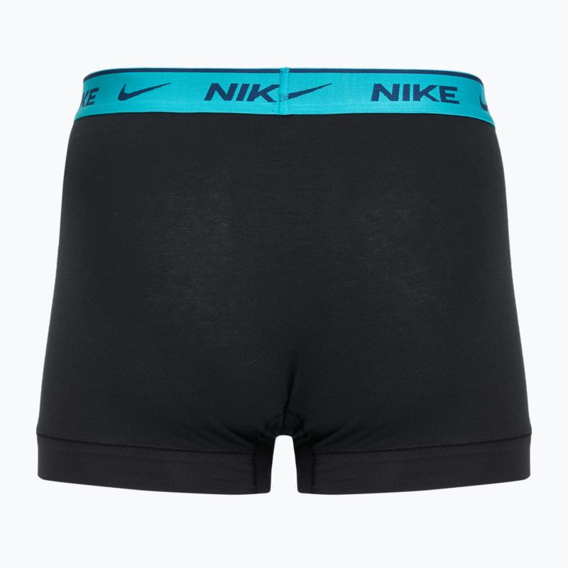 Férfi boxeralsó Nike Everyday Cotton Stretch Trunk 3 pár fekete világos kék/poros kaktusz/fekete derékpánt fekete derékrész 2