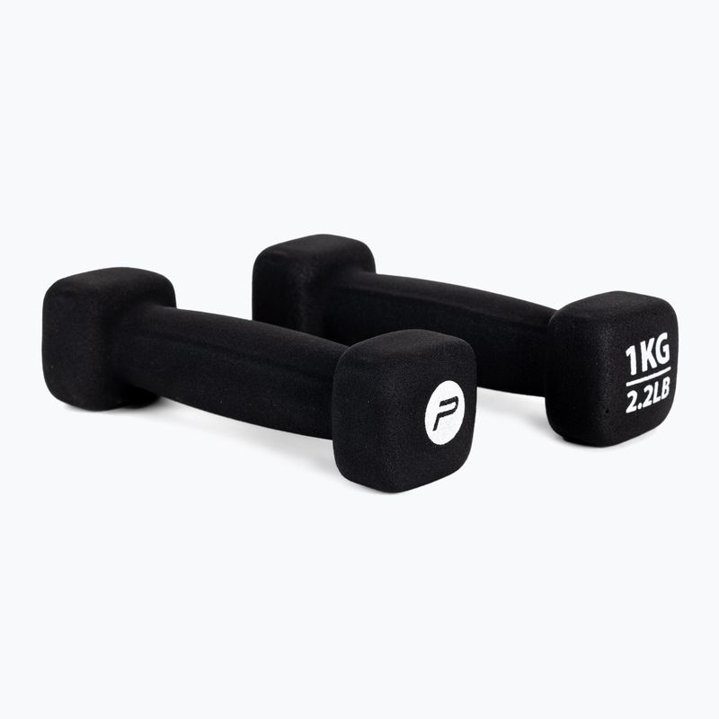 Neoprén súlyzók 1 kg Pure2Improve fekete P2I201390