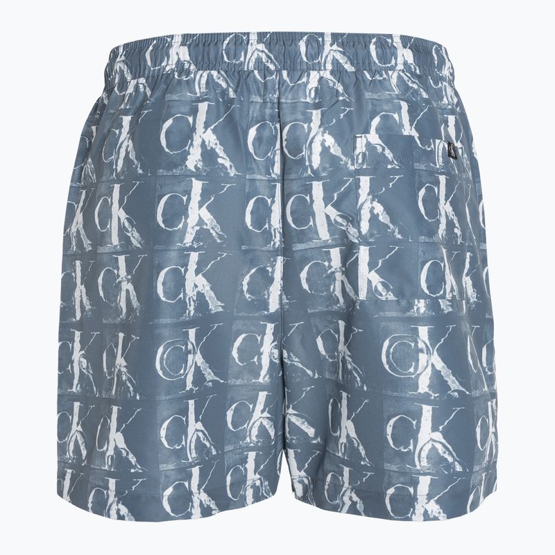 Férfi Calvin Klein Medium Drawstring Print fürdőruha kék 2