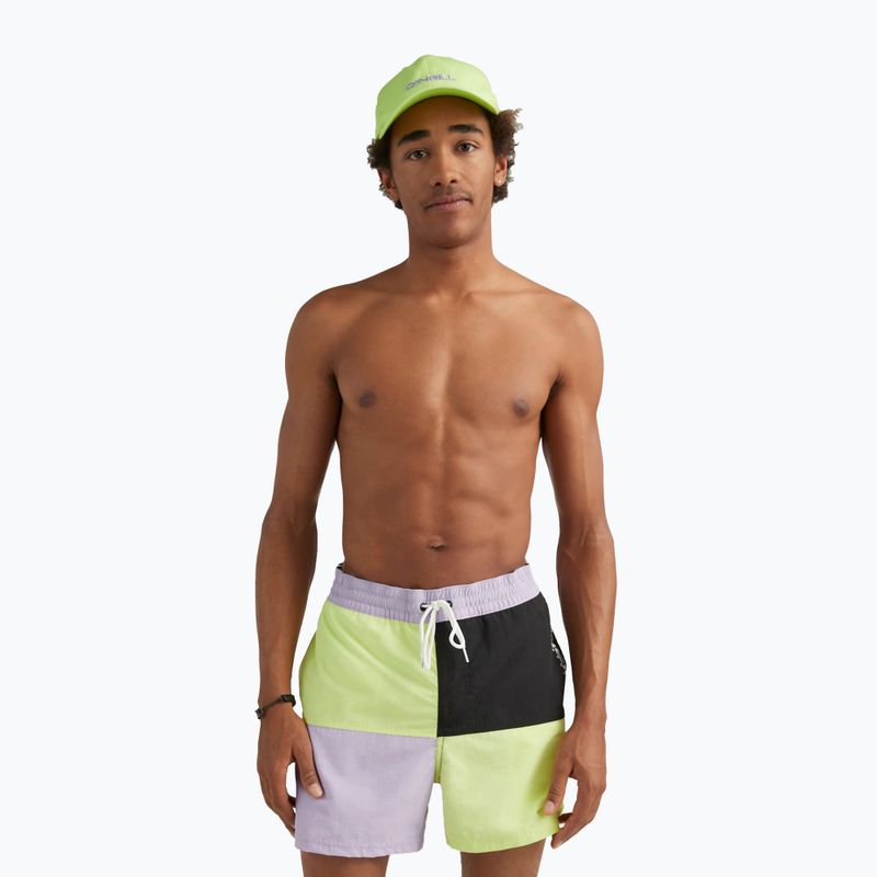Férfi O'Neill Wilder Colorblock 16'' sunny lime színes blokkos úszónadrág 3