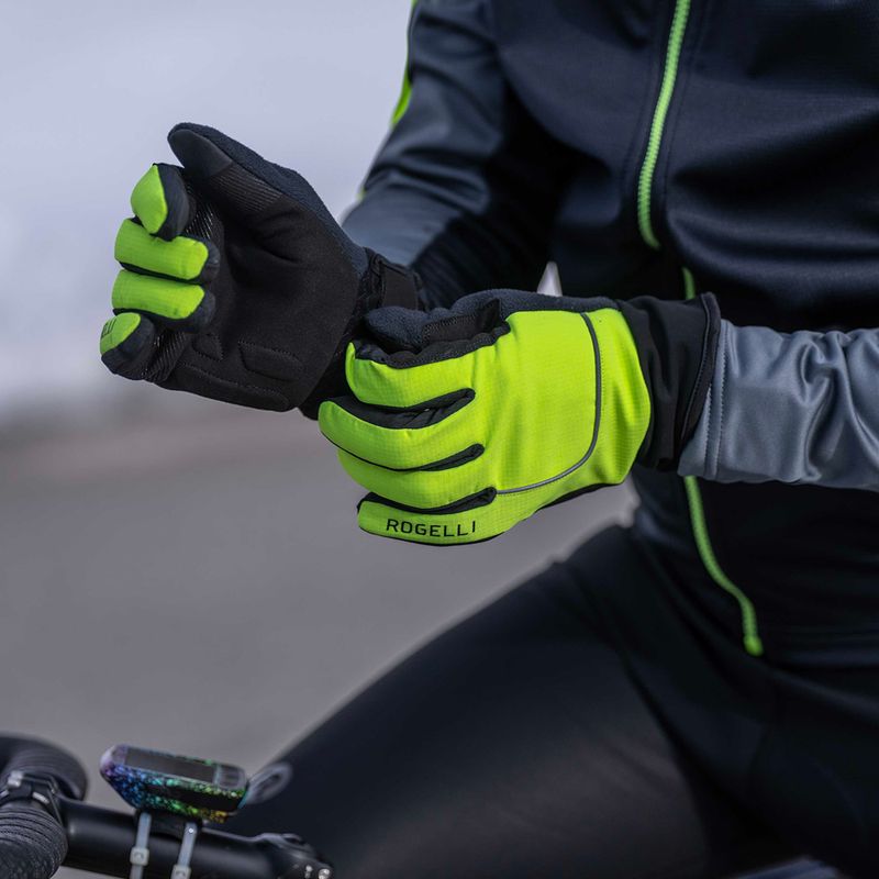 Férfi kerékpáros kesztyű Rogelli Essential Winter Waterproop fluorescent yellow 5