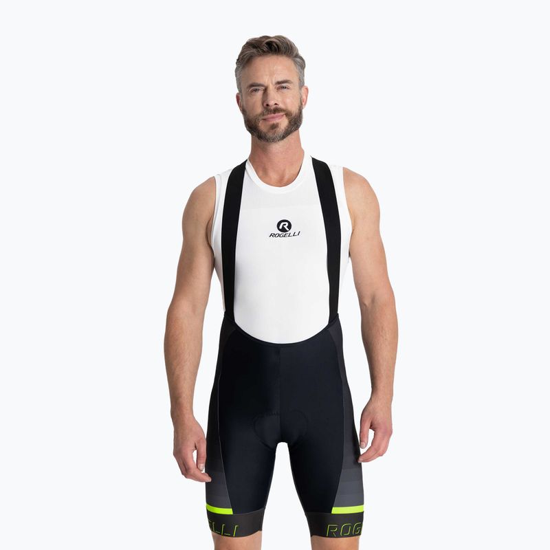 Férfi kerékpáros rövidnadrág Rogelli Hero II Bib Short yellow/grey/black