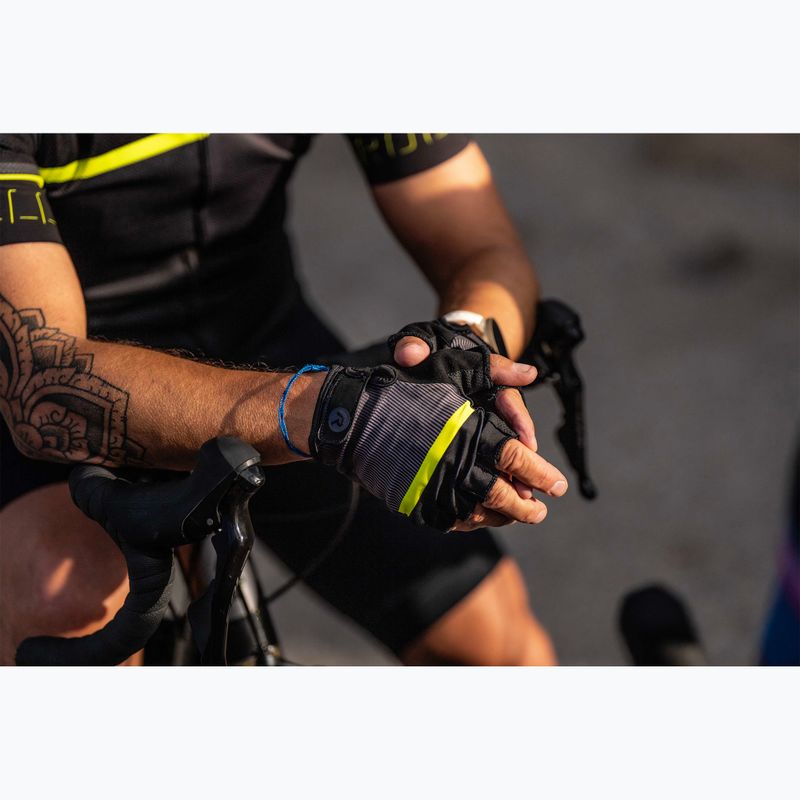 Rogelli Hero II férfi kerékpáros kesztyű fekete/fluor/szürke 3
