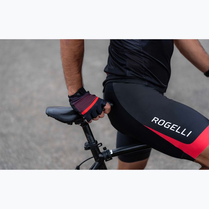 Rogelli Hero II férfi kerékpáros kesztyű fekete/piros/bordó 4