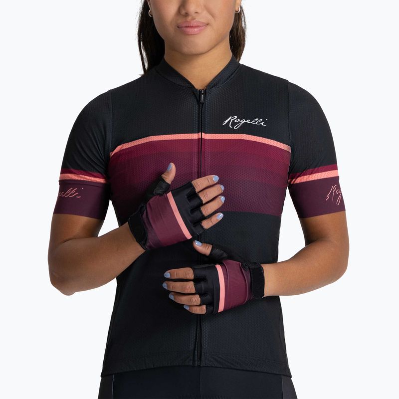 Női kerékpáros kesztyű Rogelli Impress II burgundy/coral/black 2