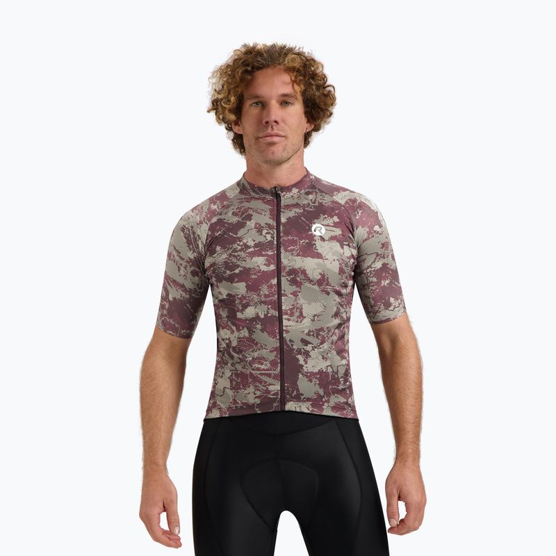 Rogelli Essential Graphic II férfi kerékpáros trikó taupe / bordó