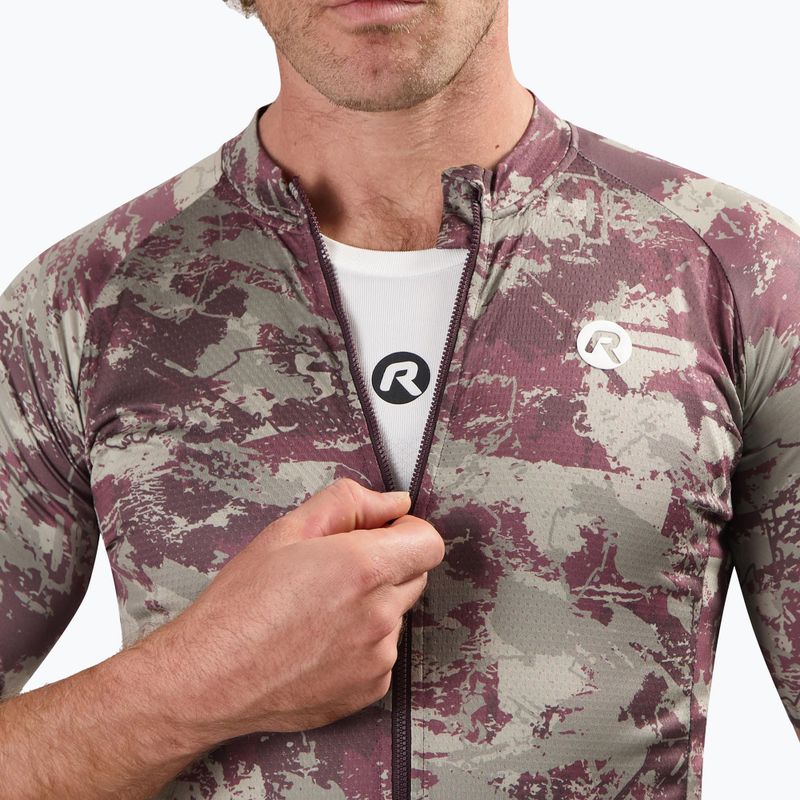 Rogelli Essential Graphic II férfi kerékpáros trikó taupe / bordó 3