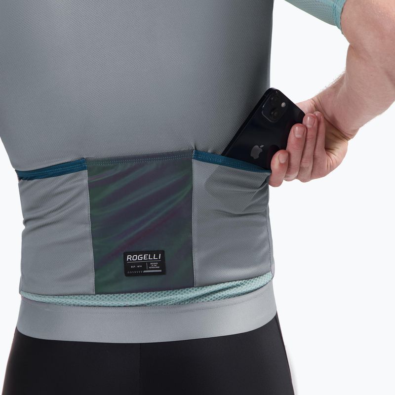 Férfi kerékpáros mez Rogelli Fast grey/dusty teal/teal 5