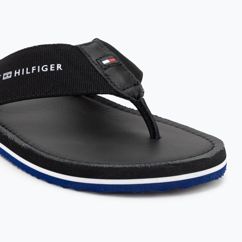 Férfi flip-flop papucs Tommy Hilfiger Leather Beach Sandal black 7