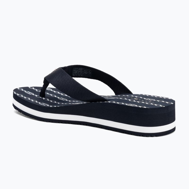 Női flip-flop papucs Tommy Hilfiger Im Th Chainprint Midwedge Sandal space blue 3