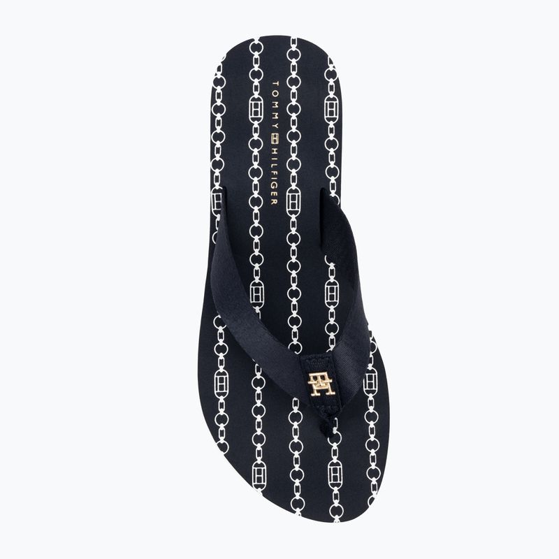 Női flip-flop papucs Tommy Hilfiger Im Th Chainprint Midwedge Sandal space blue 5