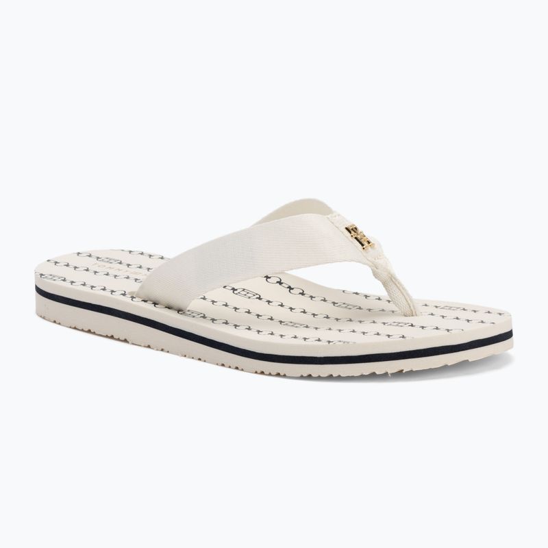 Női flip-flop papucs Tommy Hilfiger Chain Print Beach Sandal ivory