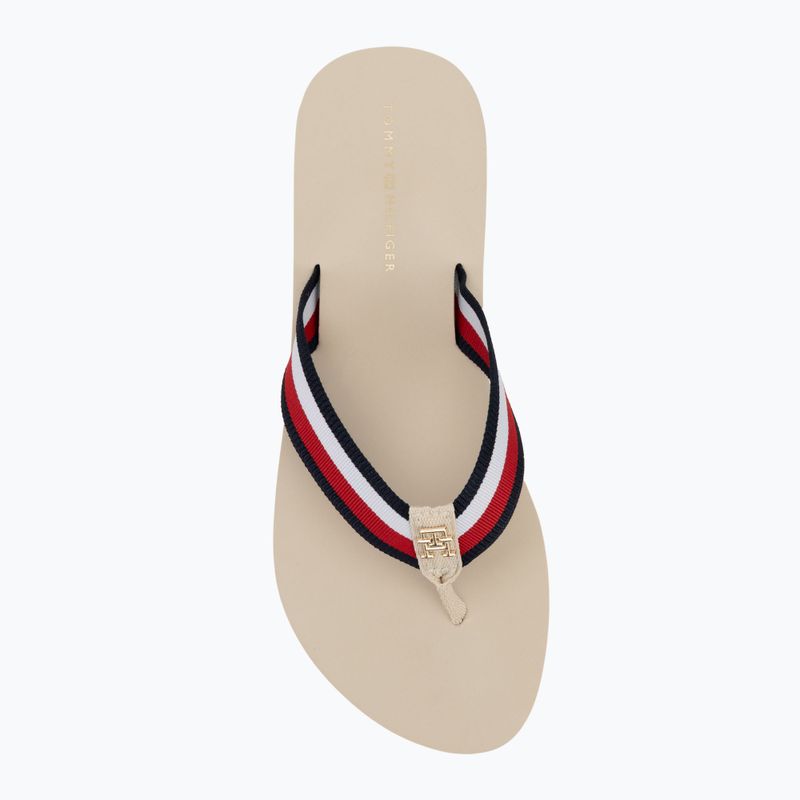 Női flip-flop papucs Tommy Hilfiger Corp Mid Wedge Beach Sandal muslin 5